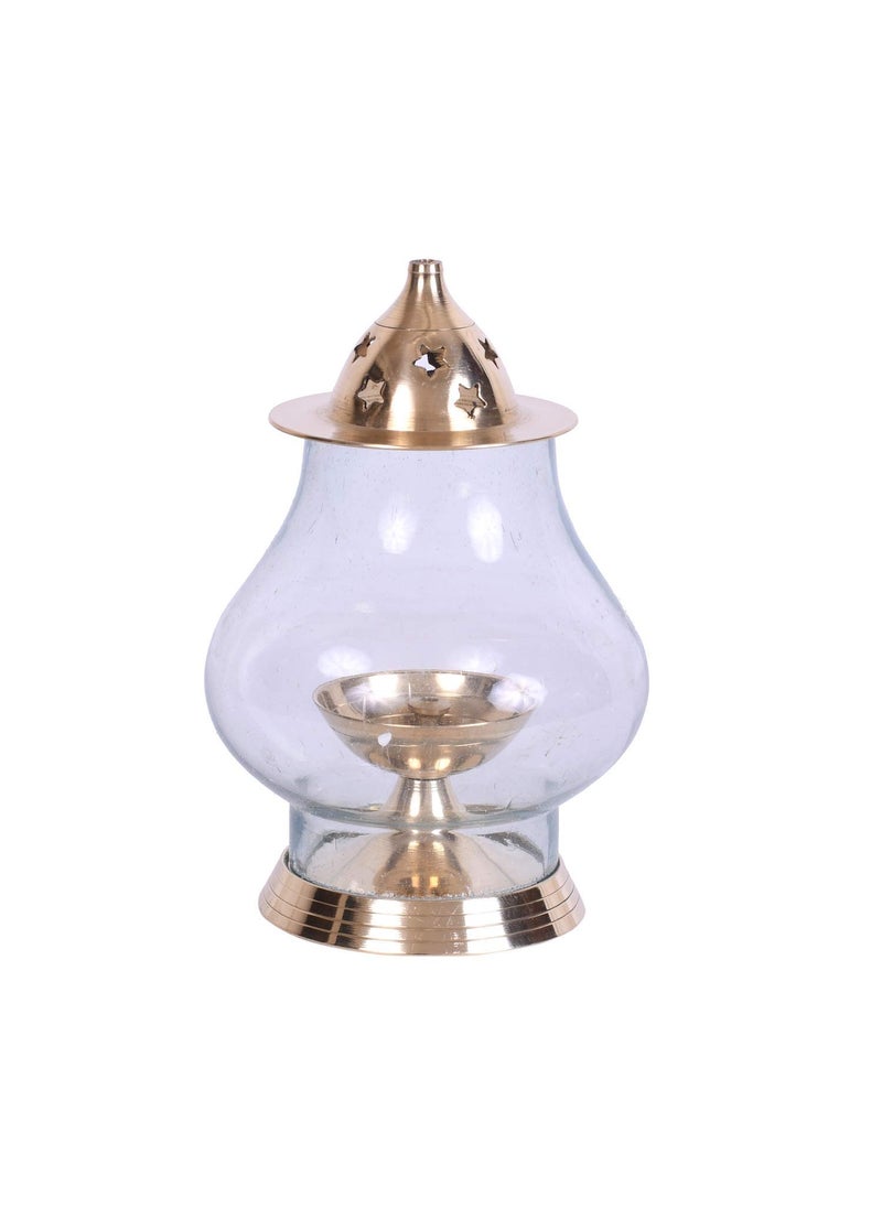 AC ANAND CRAFTS AC ANAND CRAFTS German Silver Decorative Diya Oil Lamp for Pooja Home Decor Purpose 16X10 cm Gold  - Image 1