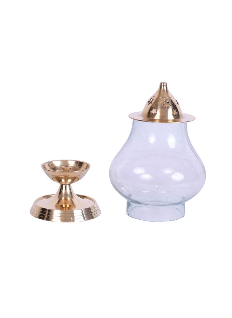 AC ANAND CRAFTS AC ANAND CRAFTS German Silver Decorative Diya Oil Lamp for Pooja Home Decor Purpose 16X10 cm Gold  - Image 2