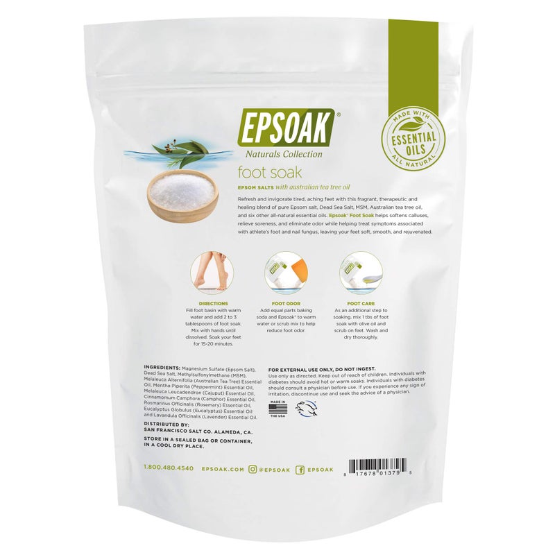 Epsoak Tea Tree Oil Foot Soak with Epsoak Epsom Salt - 2 Pound Value Bag - Made in The USA - Image 4