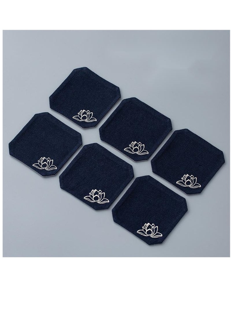 Y&D Chinese Style Cotton Linen Retro Water Absorbing Double Layer Thickened Cup Holder Fabric Embroidered Tea Cup Pad Fabric Art Cup Pad 