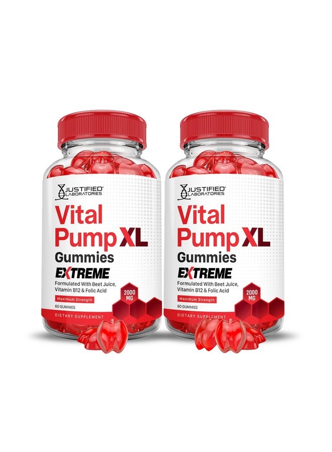 Justified Laboratories مختبرات جاستيفيد (عبوتان) جوميز فيتال بومب XL إكستريم 2000 ملغ للأداء فيتال بومب XL تركيبة متقدمة مصنوعة من عصير الشمندر وخل التفاح ومسحوق الرمان وفيتامين ب12 نباتي وغير معدل وراثيًا 120 جوميز - Image 1