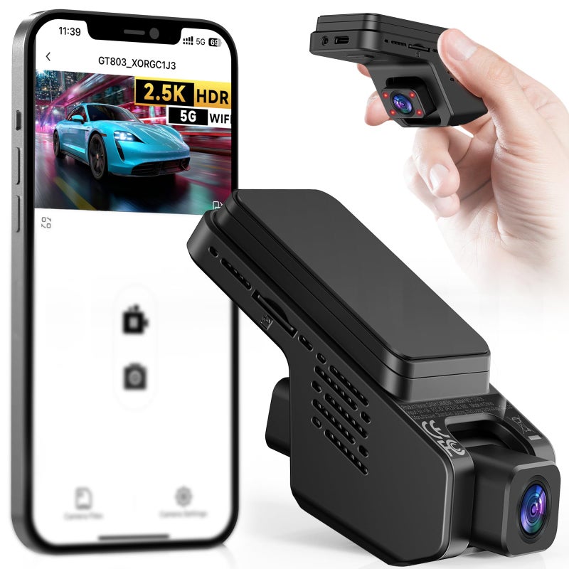 Veement Dash Cam Front and Inside 2.5K+1080P Mini Camera for Cars With 32GB Card - Image 1