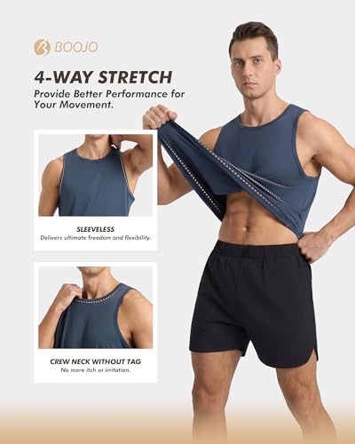 BOOJO 5 Pack Tank Tops Men - Quick Dry Moisture Wicking Summer Workout Muscle Sleeveless Shirts for Gym Beach Running - Image 3