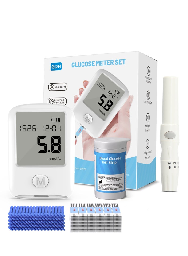 يونسي طقم مراقبة نسبة السكر في الدم مع 50 شريط اختبار سكر الدم، 50 إبرة، 1 جهاز قياس نسبة السكر في الدم، 1 جهاز وخز، 1 محلول تحكم، حقيبة سفر لمجموعة اختبار مرض السكري - Image 1