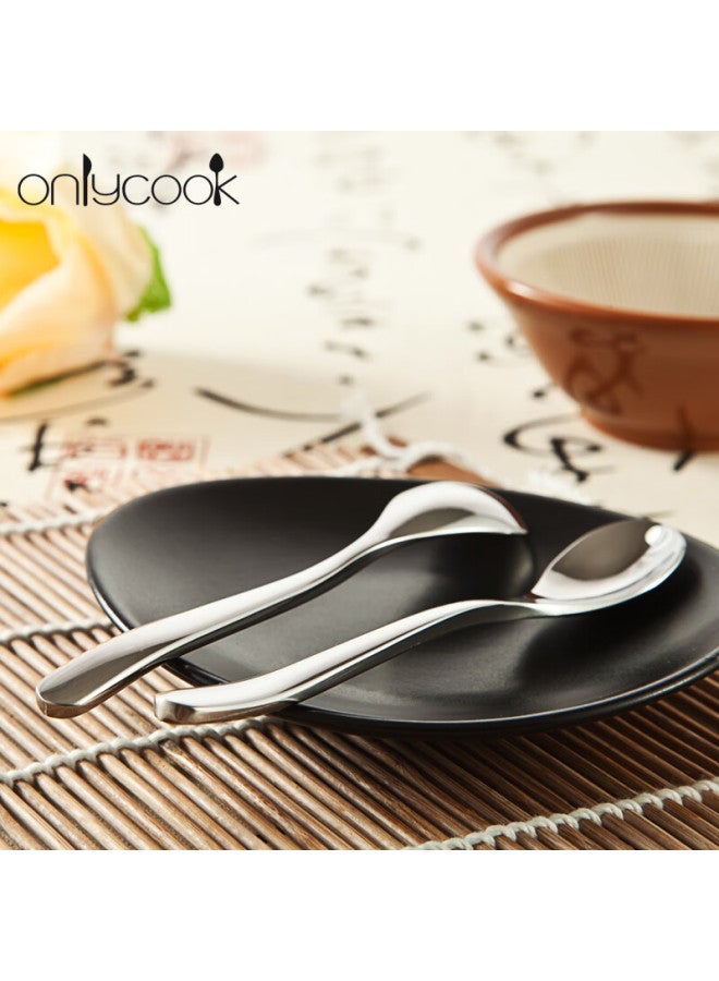 Onlycook Coffee Spoon, Dessert Spoon, Mixing Spoon, Baby Spoon, Feeding Spoon, Short-handled Thickened Solid Ice Cream Spoon - Image 4
