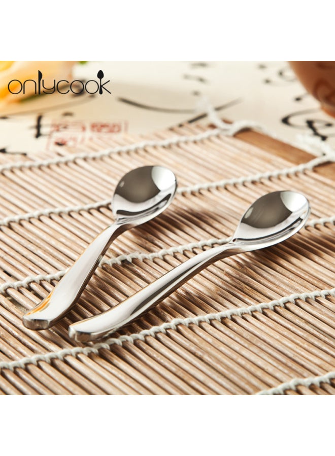 Onlycook Coffee Spoon, Dessert Spoon, Mixing Spoon, Baby Spoon, Feeding Spoon, Short-handled Thickened Solid Ice Cream Spoon - Image 5