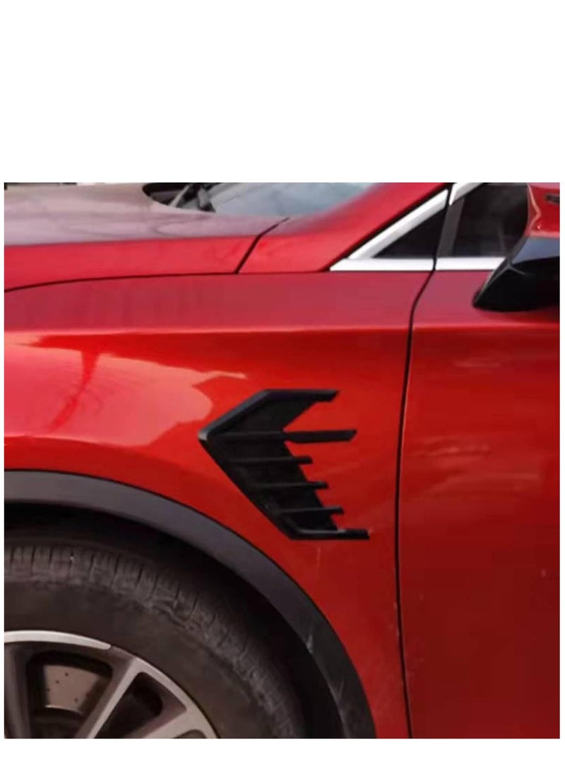 KASTWAVE Universal 2pcs Car Fender Side Vents Decor Air Flow Intake Hole Grille Spoiler DIY Style Car Air Flow Intake Vent Hood Cover (Black) - Image 2