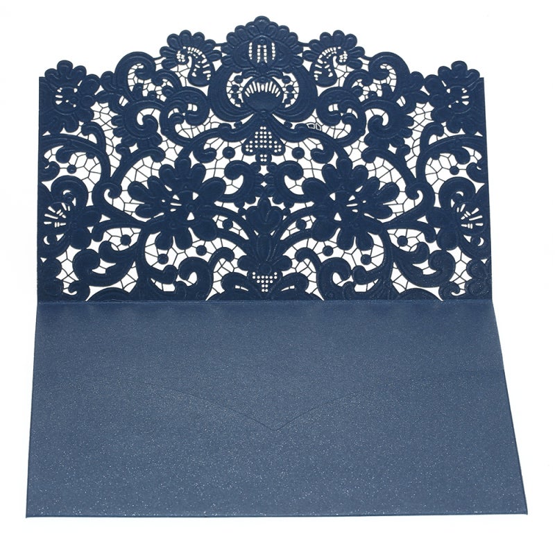 دعوات الزفاف: ورقة اللؤلؤ الزرقاء - نمط زهري منقوش دقيق، وعملية فنية فائقة الجودة لحفلات العروس، وحفلات الخطوبة، والعيد الميلادي، والذكرى السنوية - Image 5