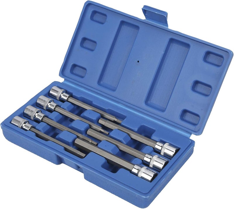 Hex Bit Socket Set, 7pcs 3/8in Square Hex Key Wrench Bit Socket Set Extra Long Vanadium Steel Allen for Home Car Using - Image 4