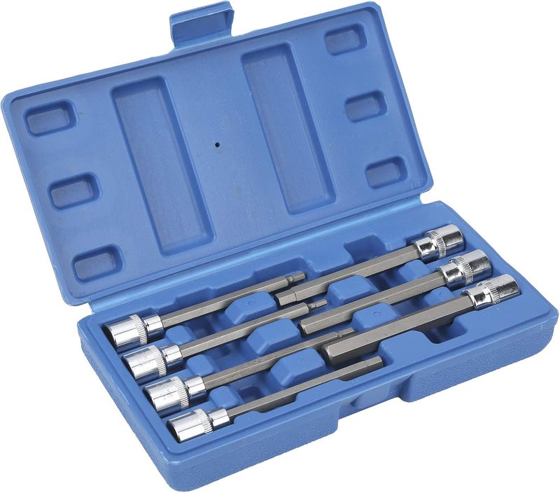 Hex Bit Socket Set, 7pcs 3/8in Square Hex Key Wrench Bit Socket Set Extra Long Vanadium Steel Allen for Home Car Using - Image 3