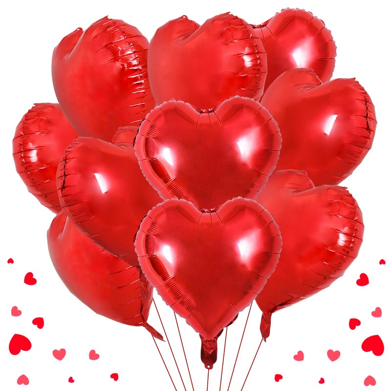 BEISHIDA 20 Pcs Heart Balloons 18 inch Metal Red Heart Shape Foil Balloons Neutral Love Balloon for Mother's Day Proposal Marriage,Valentines Day, Birthday Decorations - Image 1