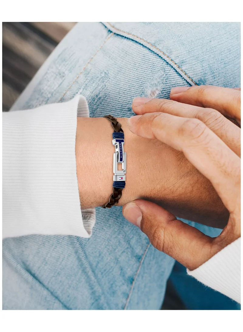 تومي هيلفيغر Tommy Hilfiger Men's Brown Leather Bracelet - 2790309