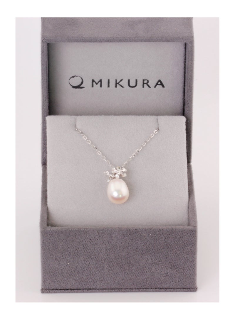 MIKURA Pendant Freshwater Pearls, A Quality, White Color, 10.5-10.0MM, 18KW, 11D-0.04CT  - Image 3