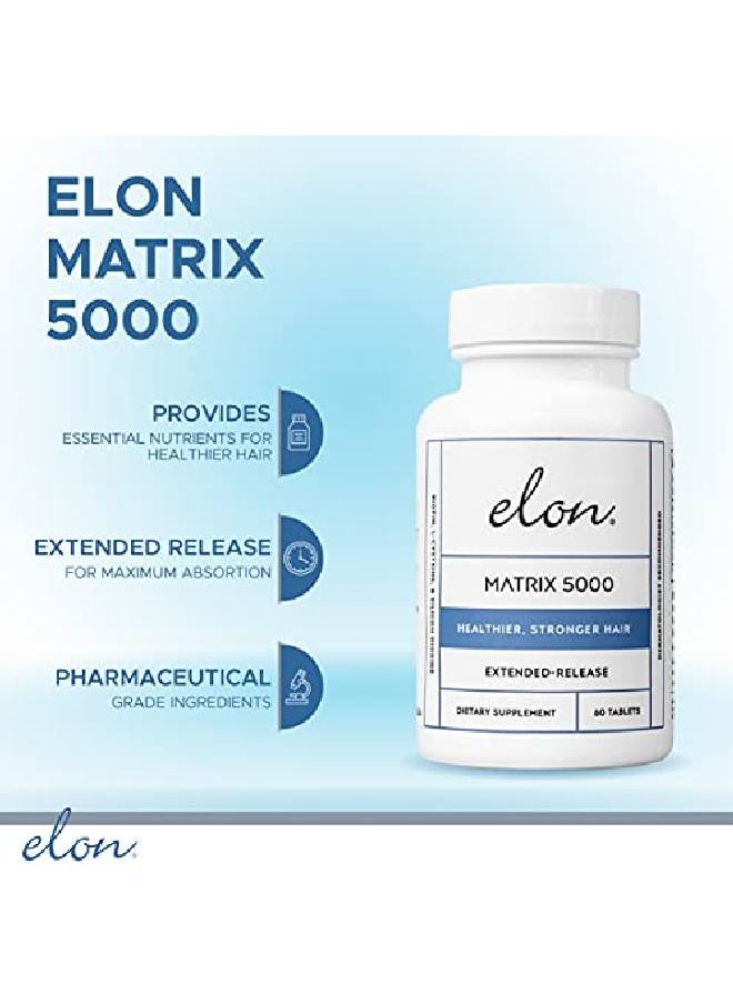 Elon - Matrix 5000 Hair & Nail Vitamins (60 Day Supply) Biotin 5000Mcg Vitamins For Hair Growth W/Extended Release Promotes Healthy & Strong Hair & Nails Suitable For All Hair Types - Image 1