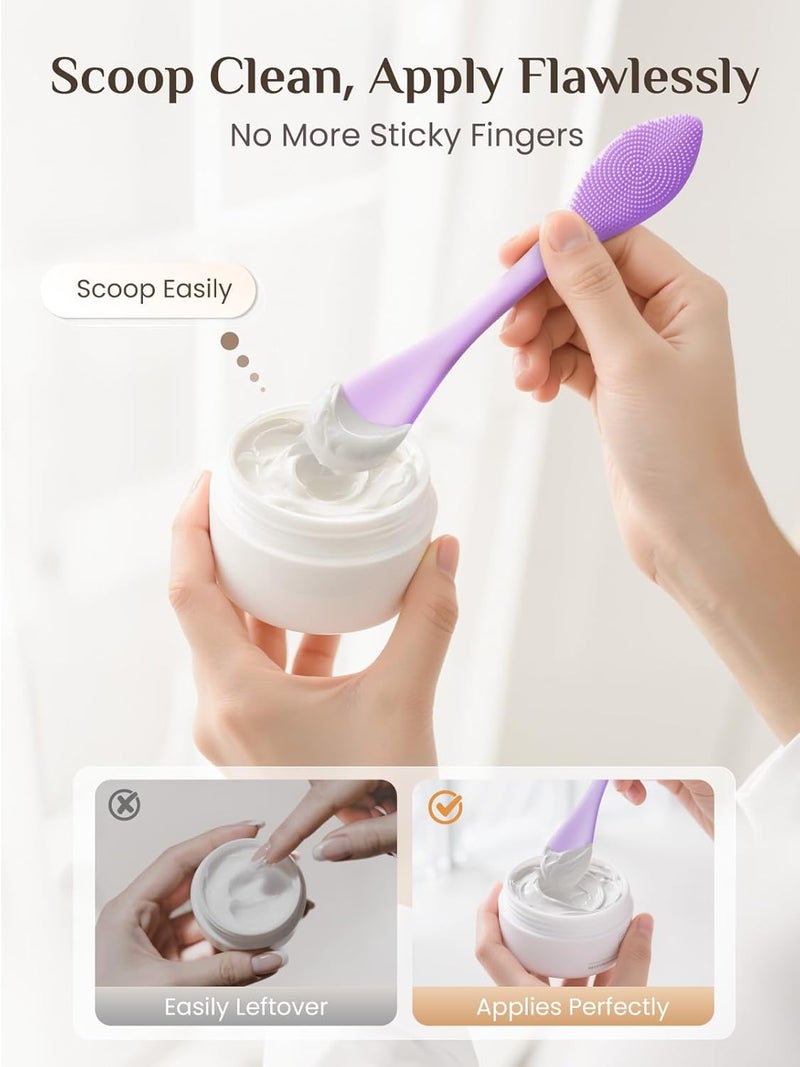 Rena Chris Silicone Face Scrubber, 3 in 1 Face Mask Applicator & Pore Cleaning Brush, 3 Pack Double-End Facial Cleansing Brush for Exfoliating, Blackhead Removal, Skincare Applicator for Mud - Image 5