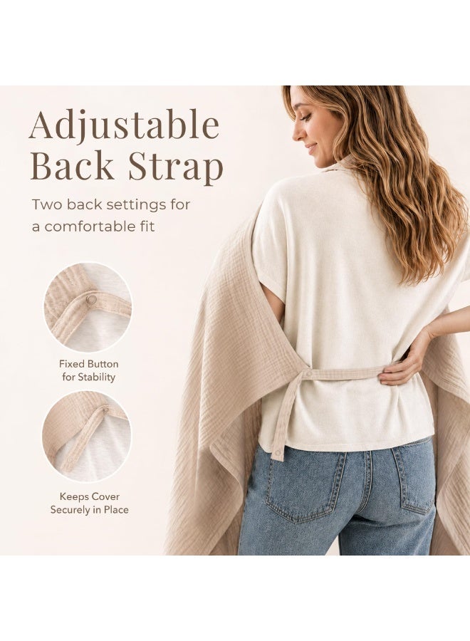 Konssy Muslin Nursing Cover for Baby Breastfeeding, Breathable 100% Cotton Breastfeeding Cover with Rigid Hoop for Mother Nursing Apron, Summer Wheat (BRJ07) - Image 3