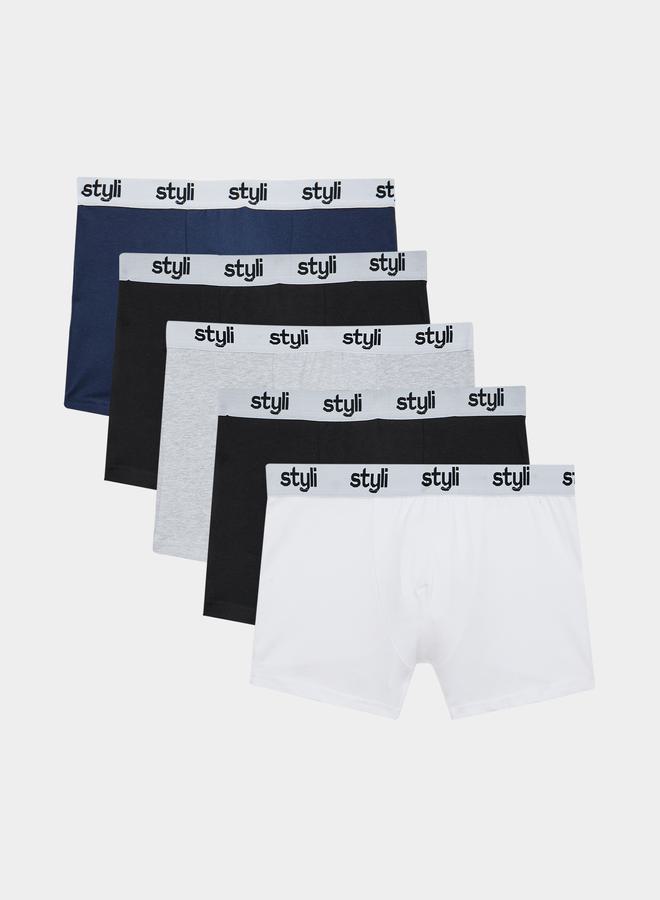 Styli Pack of 5 - Cotton Stretch Solid Trunks  - Image 1