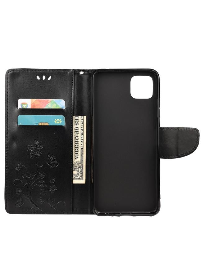 اس-توب جراب لهاتف Samsung Galaxy A22 5G بنمط زهرة الفراشة، جراب جلدي قلاب أفقي مع حامل وفتحات للبطاقات ومحفظة - Image 4