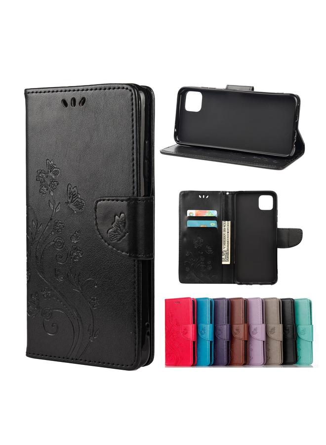 اس-توب جراب لهاتف Samsung Galaxy A22 5G بنمط زهرة الفراشة، جراب جلدي قلاب أفقي مع حامل وفتحات للبطاقات ومحفظة - Image 1