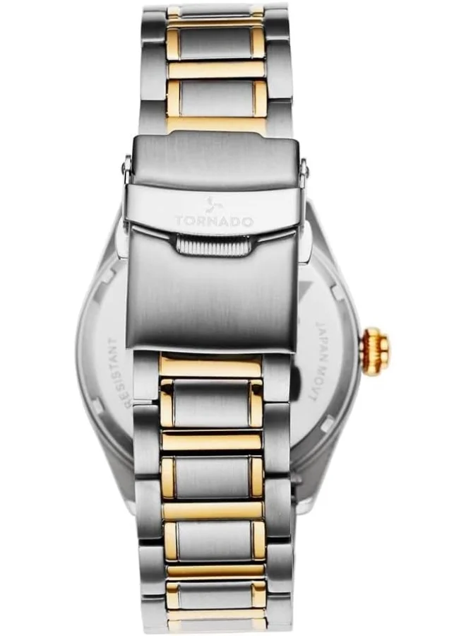 TORNADO Tornado Men's Japan Quartz Movement Watch, Analog Display and Stainless Steel Strap - T8007-TBTC, Silver
