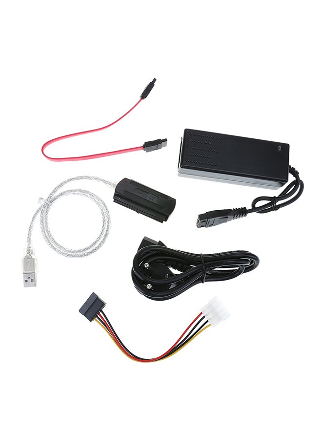 SATA/PATA/IDE Drive To USB 2.0 Converter Cable For HDD With External Power Black - Image 1