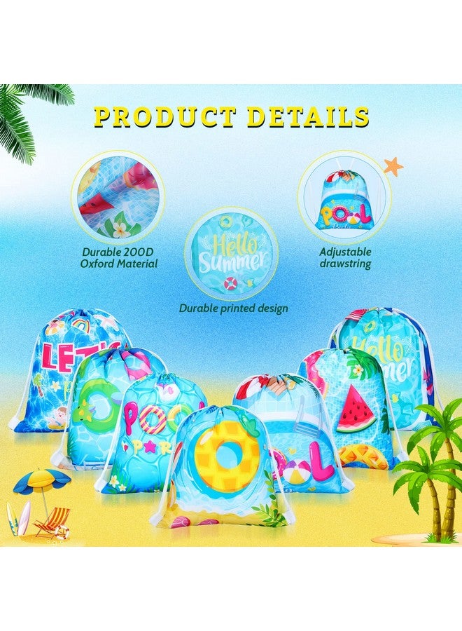 Panelee Pool Party Drawstring Bags Pool Party Favor Bags Beach Party Decorations Drawstring Bulk Bags Beach Gift Candy Goody Treat Pack For Kids Hawaiian Luau Pool Birthday Party Supplies (18 Pcs) - Image 4