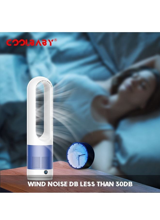 Cool Baby - Adjustable bladeless fan ultra-quiet air purification tower fan remote control cycle(Blue) - Image 1