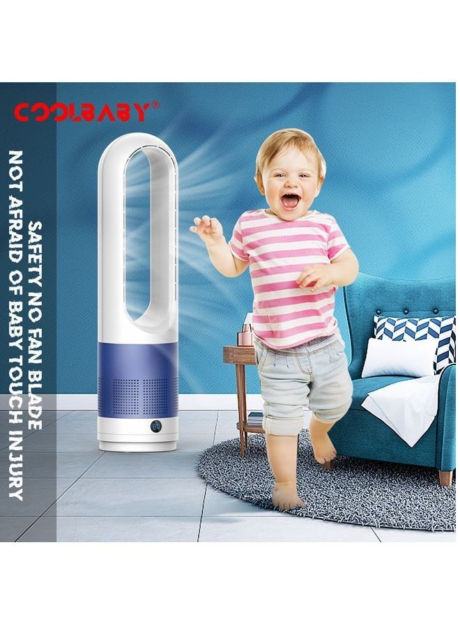 Cool Baby - Adjustable bladeless fan ultra-quiet air purification tower fan remote control cycle(Blue) - Image 1