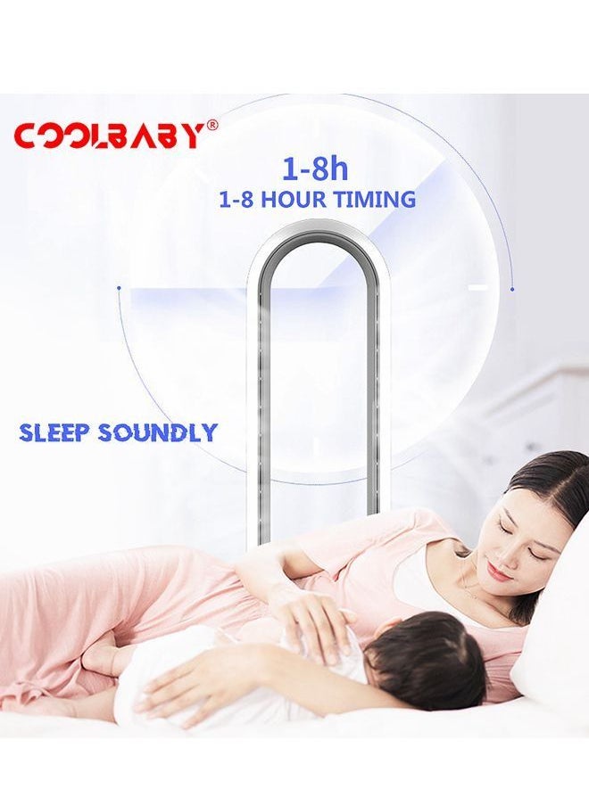 Cool Baby - Adjustable bladeless fan ultra-quiet air purification tower fan remote control cycle(Blue) - Image 1