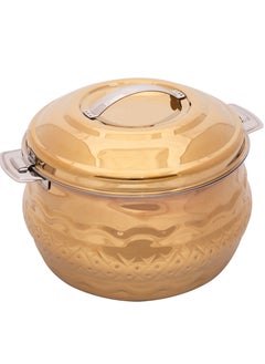 ZOLTEN Stainless Steel Waves Hotpot With Nakshi Bottom 5 Liters Gold Colour  - Image 1