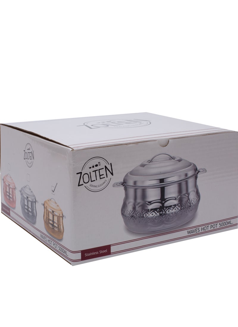 ZOLTEN - Stainless Steel Waves Hotpot With Nakshi Bottom 5 Liters Gold Colour - Image 1