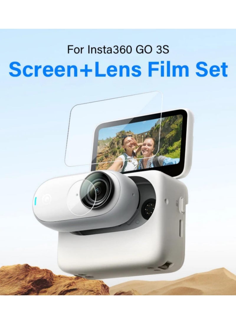 Generic 2Set Hard Tempered Glass LCD Display Screen Protector + TPU Soft Lens Film Cover Compatible with Insta360 GO 3S Action Camera GO3S Case and Accessories Protective Film Kit  - Image 3