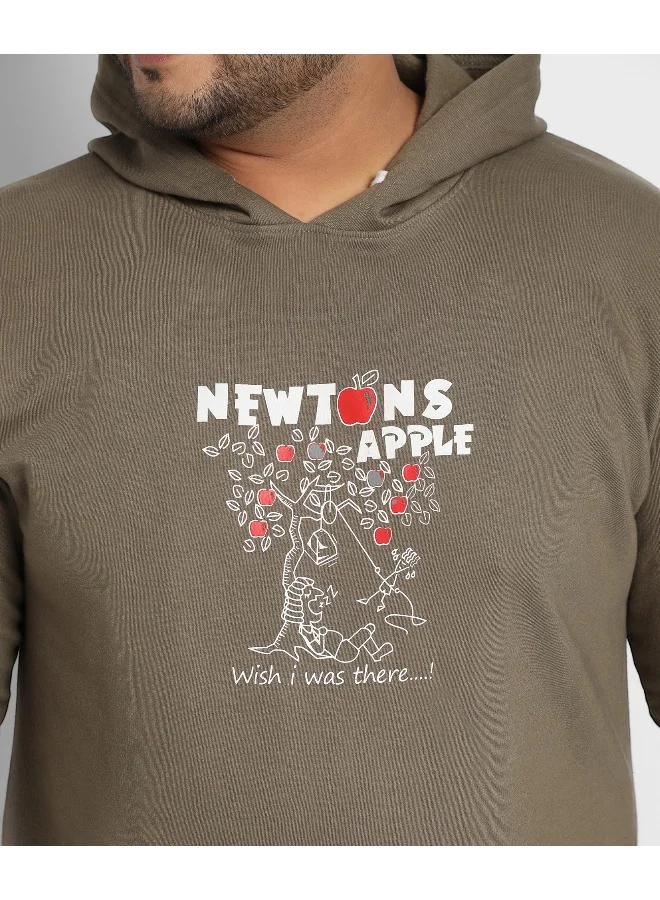 Instafab Plus Instafab Plus Men's Olive Green Newton's Apple Hoodie