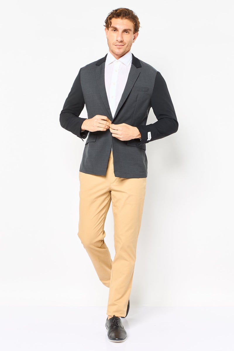 SELECTED Men Regular Fit Chambray Semi Formal Blazer, Multicolor - Image 2