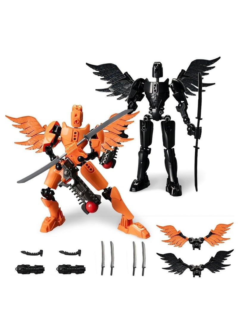 KASTWAVE 2PCS T13 Action Figure, 3D Printed 9-inch Multi-Jointed Action Figures T13, T13 Dummy Robot 3D Printed Multi-Jointed Movable Robo, Desktop Decorations for Game Lovers (Black and Orange) - Image 1