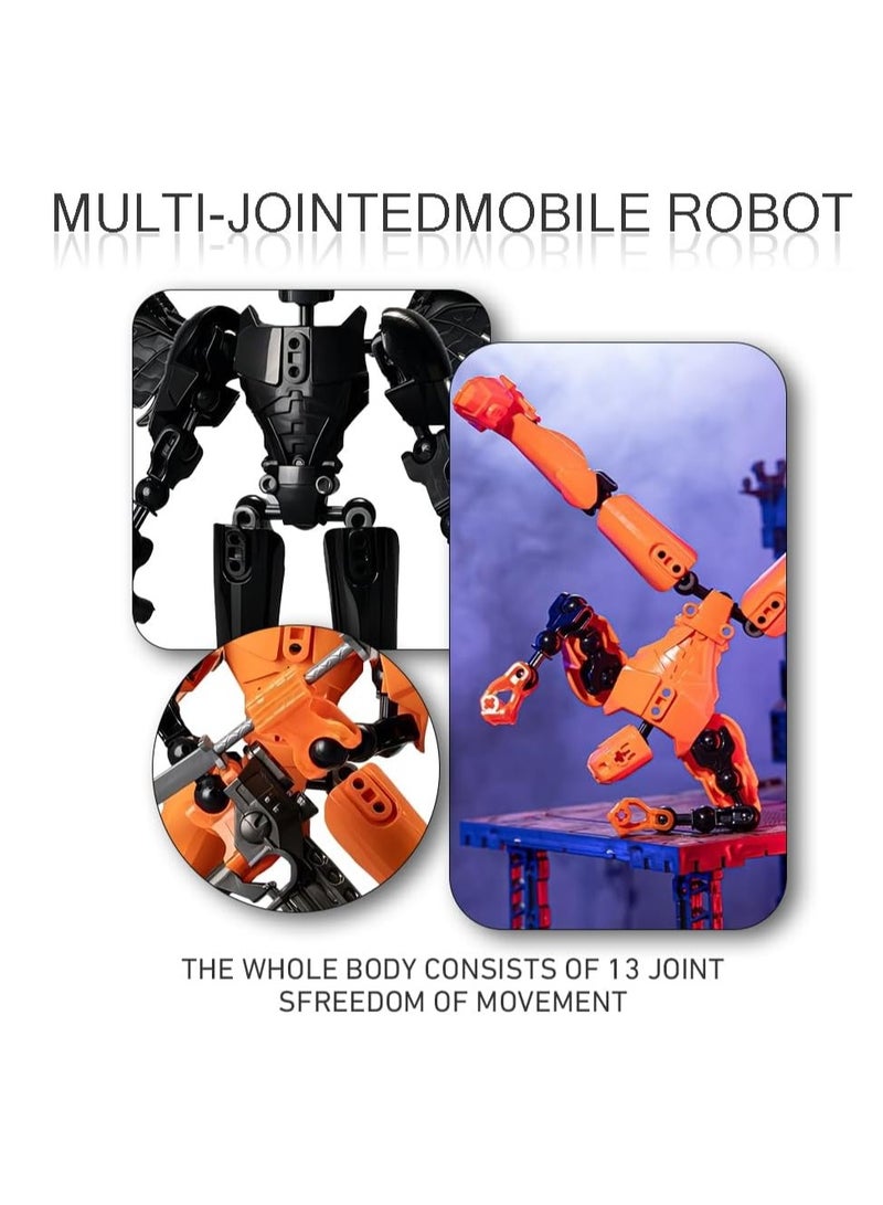 KASTWAVE 2PCS T13 Action Figure, 3D Printed 9-inch Multi-Jointed Action Figures T13, T13 Dummy Robot 3D Printed Multi-Jointed Movable Robo, Desktop Decorations for Game Lovers (Black and Orange) - Image 2