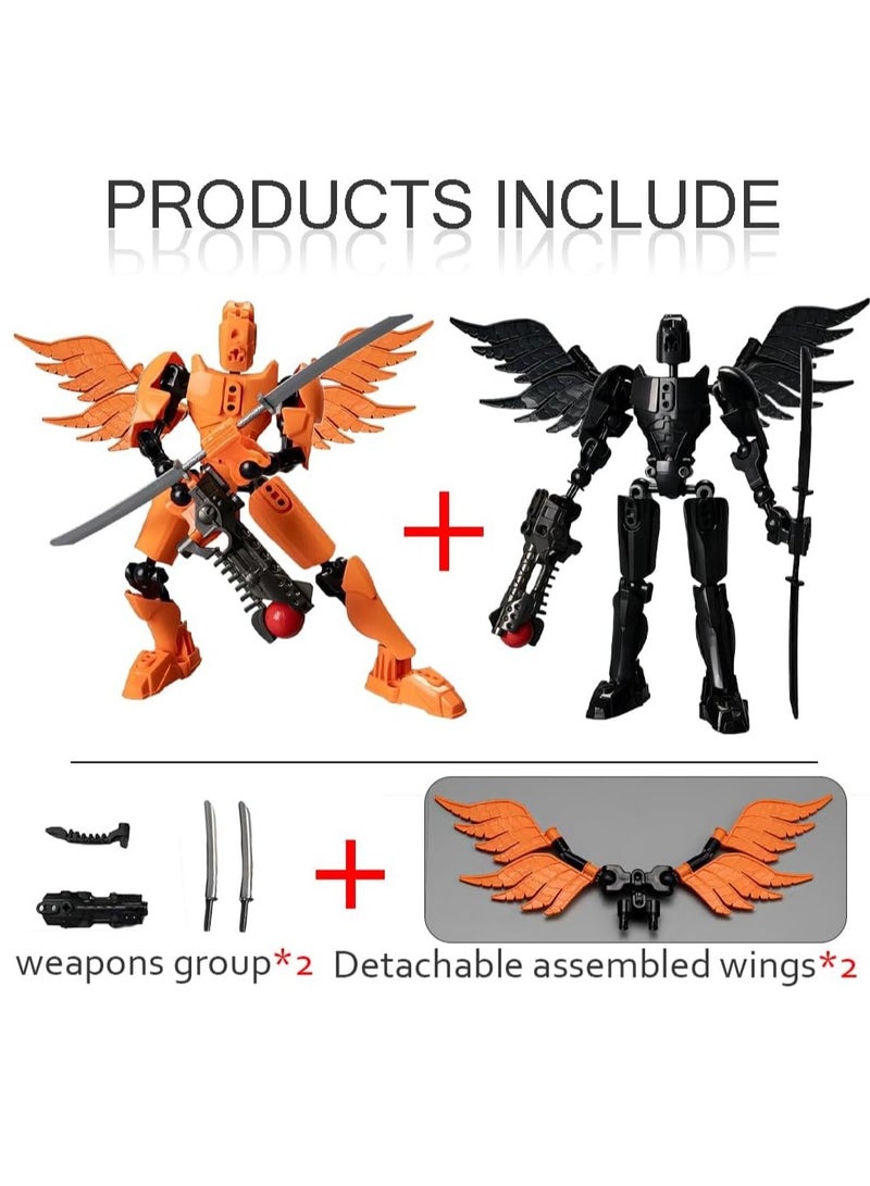 KASTWAVE 2PCS T13 Action Figure, 3D Printed 9-inch Multi-Jointed Action Figures T13, T13 Dummy Robot 3D Printed Multi-Jointed Movable Robo, Desktop Decorations for Game Lovers (Black and Orange) - Image 3