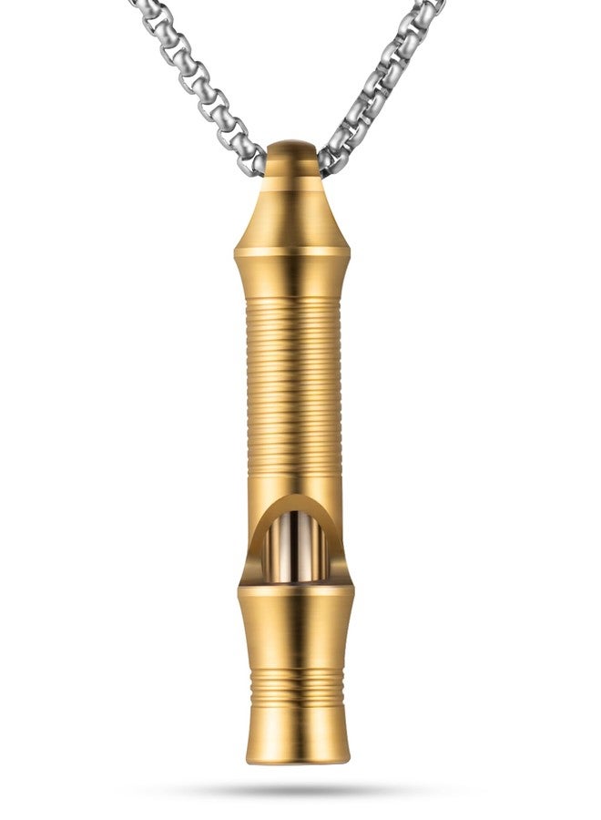 TISUR Titanium Emergency Whistle,EDC Safety Whistles Necklace Loud up to 120db,Survival Whistles for Survival,Hiking,Camping,Pets Training (Gold(1-Pack)) - Image 1