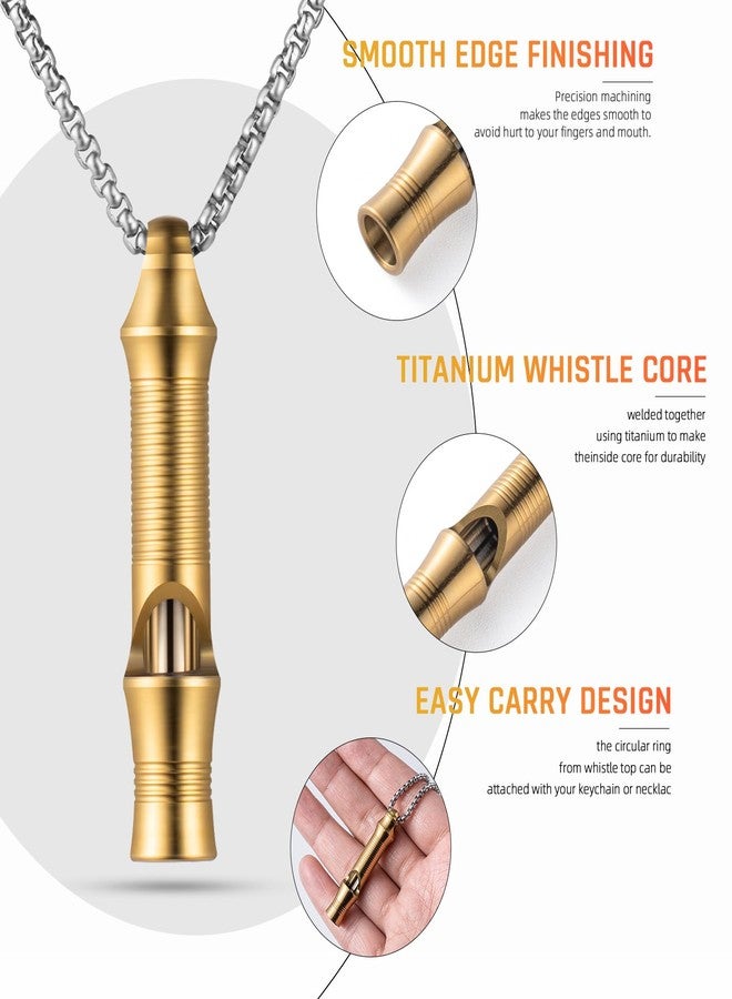 TISUR Titanium Emergency Whistle,EDC Safety Whistles Necklace Loud up to 120db,Survival Whistles for Survival,Hiking,Camping,Pets Training (Gold(1-Pack)) - Image 3