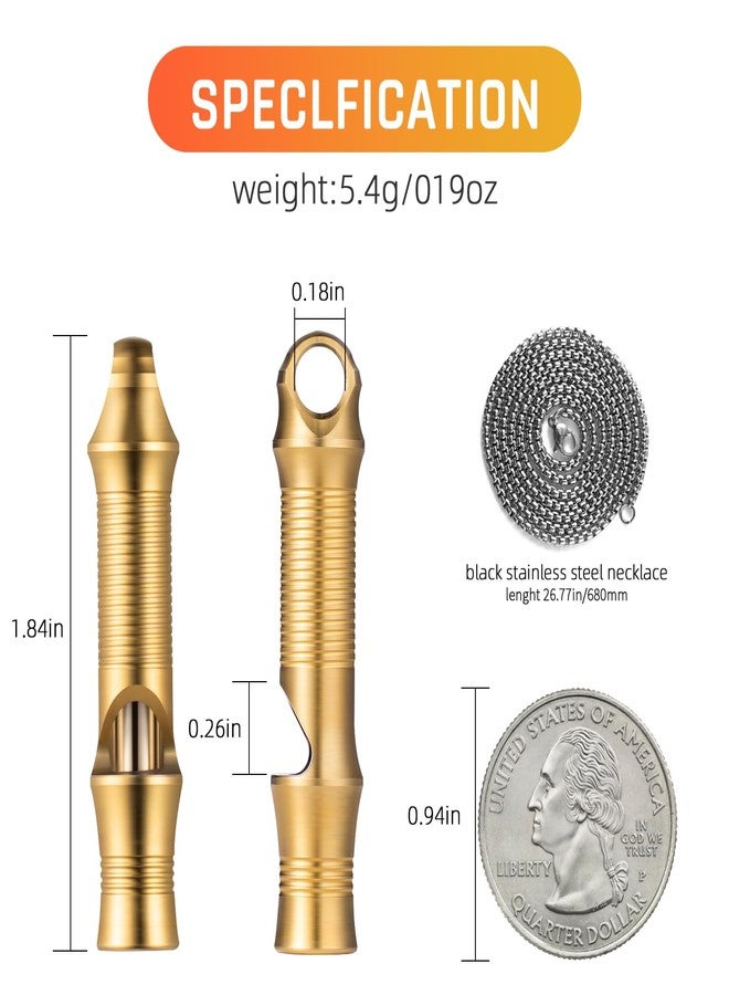 TISUR Titanium Emergency Whistle,EDC Safety Whistles Necklace Loud up to 120db,Survival Whistles for Survival,Hiking,Camping,Pets Training (Gold(1-Pack)) - Image 2