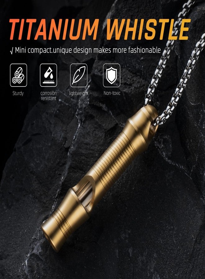 TISUR Titanium Emergency Whistle,EDC Safety Whistles Necklace Loud up to 120db,Survival Whistles for Survival,Hiking,Camping,Pets Training (Gold(1-Pack)) - Image 5