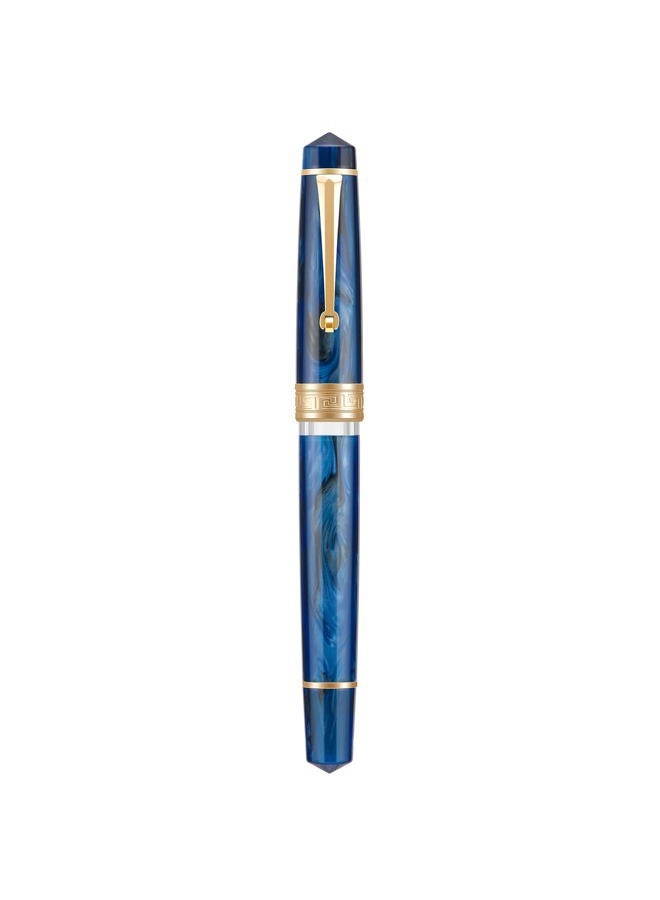 Asvine P20 Galaxy Blue Fountain Pen Piston Filling, Gold Plated Fine Point Smooth Writer with Pen Gift Case - Image 2