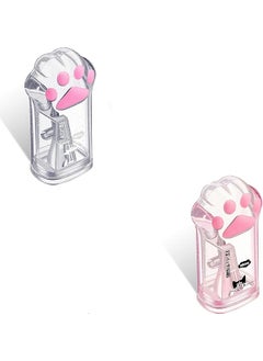 Pencil Sharpener Cat Paw Manual Pencils Sharpeners Kids Cat Claw Pencil Sharpener Stationery With Lid For Office Home School Supplies Pink And Grey 2 Pcs