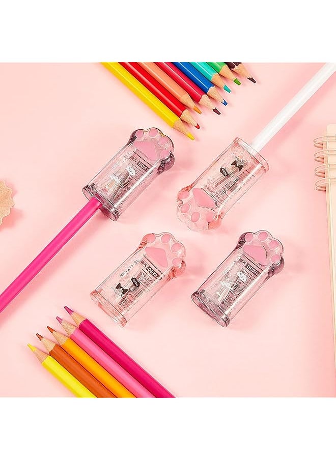 erorex - Pencil Sharpener Cat Paw Manual Pencils Sharpeners Kids Cat Claw Pencil Sharpener Stationery With Lid For Office Home School Supplies Pink And Grey 2 Pcs - Image 1