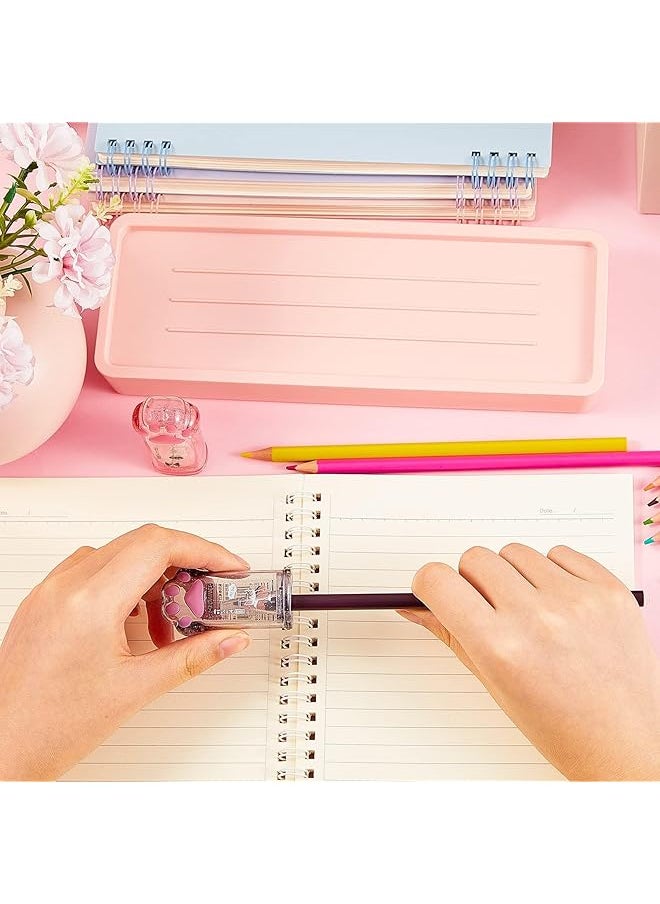 erorex - Pencil Sharpener Cat Paw Manual Pencils Sharpeners Kids Cat Claw Pencil Sharpener Stationery With Lid For Office Home School Supplies Pink And Grey 2 Pcs - Image 1