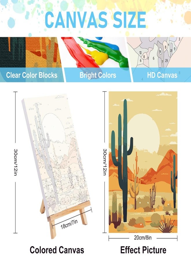 Offito 4 Pack Framed Paint by Numbers Kit for Adults Beginners with Wooden Easel, Flowers Vase Easy Paint by Number Kit with Frame, Watercolor Adult Paint by Number Framed Canvas (8 * 12 Inch) - Image 3