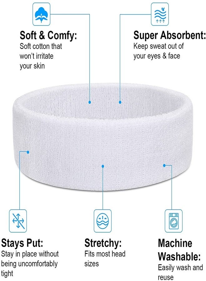 STEFFER Headband Wristband for Sports Gym Workout,Yoga (1Headband -2 Wristbands) Unisex Fitness Band (White) - Image 3
