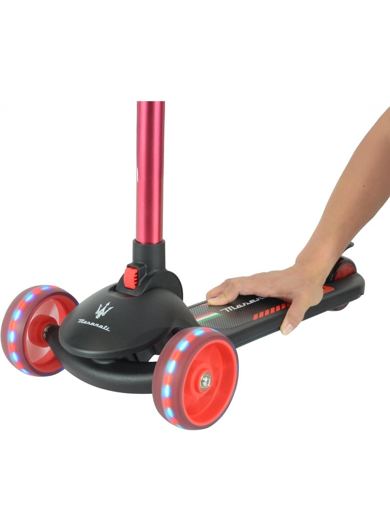 مازيراتي Maserati Kids Scooter with Foldable Seat | 3-Wheel Toddler Kick Scooter with LED Light-Up Wheels & Adjustable Height | For Boys & Girls Ages 2-7 - Image 3