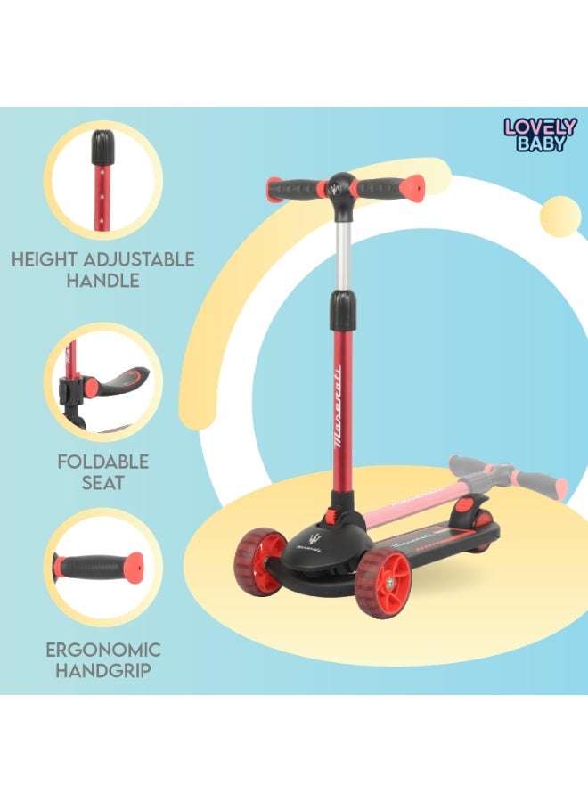 مازيراتي Maserati Kids Scooter with Foldable Seat | 3-Wheel Toddler Kick Scooter with LED Light-Up Wheels & Adjustable Height | For Boys & Girls Ages 2-7 - Image 5