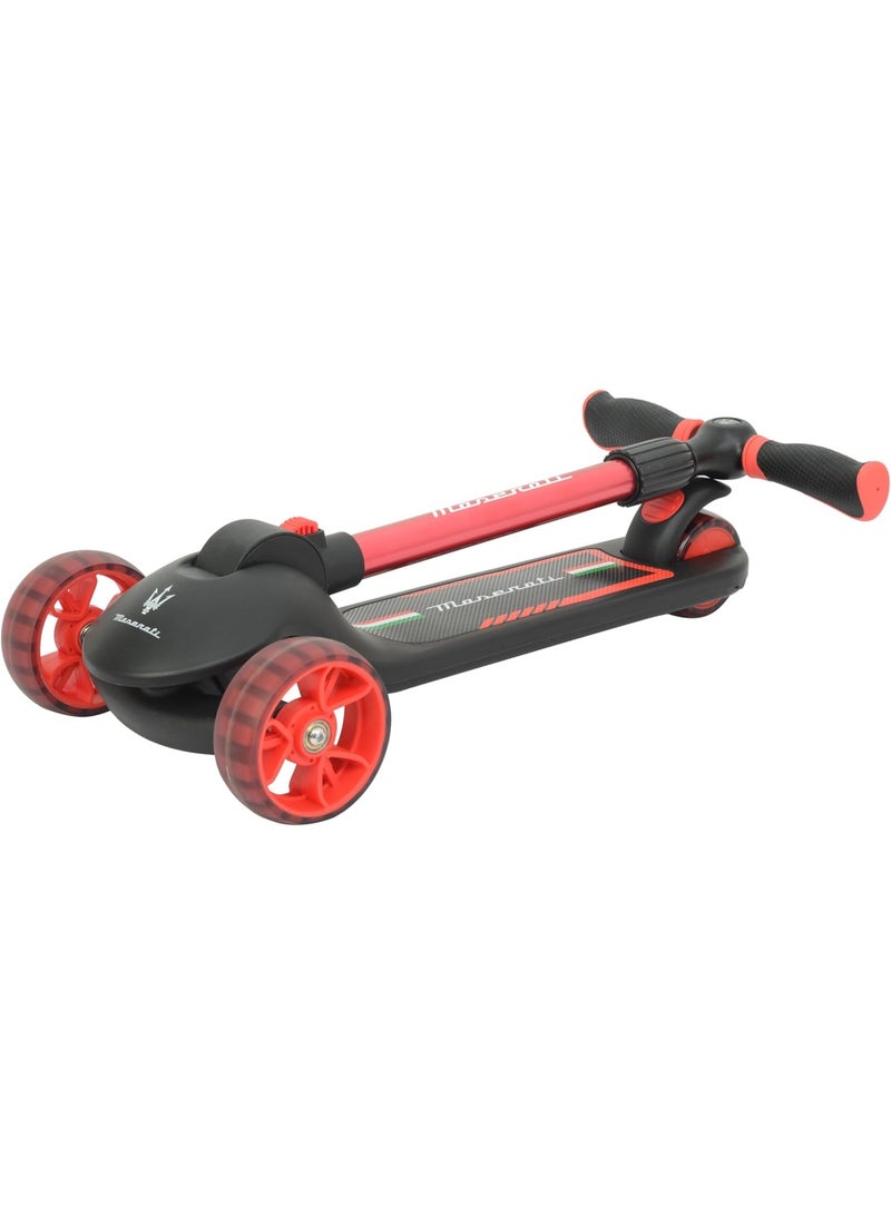 مازيراتي Maserati Kids Scooter with Foldable Seat | 3-Wheel Toddler Kick Scooter with LED Light-Up Wheels & Adjustable Height | For Boys & Girls Ages 2-7 - Image 2